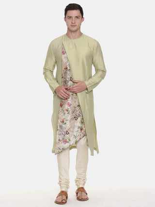 Pista green printed kurta and churidar
