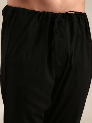 Green & black cotton silk kurta and churidar