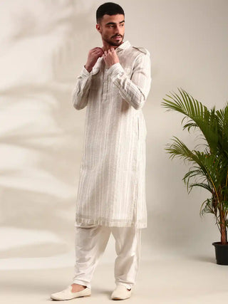 Ivory chanderi pathani kurta and pants