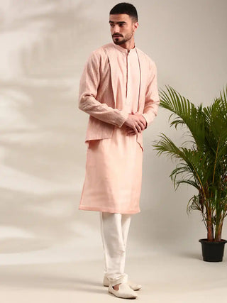Pink chanderi kurta and churidar