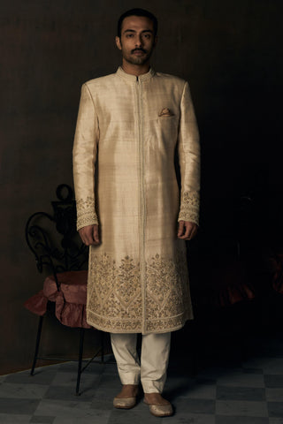 Sherwani Indian Wedding - Ivory Royal Mogra by Matsya