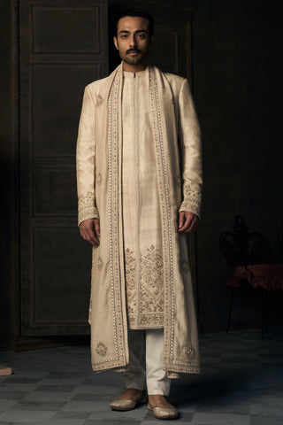 Sherwani Indian Wedding - Ivory Royal Mogra by Matsya
