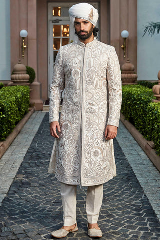 Sherwani Set Palace Wear - Ivory Palace Sherwani by Matsya
