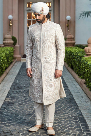 Sherwani Set Palace Wear - Ivory Palace Sherwani by Matsya