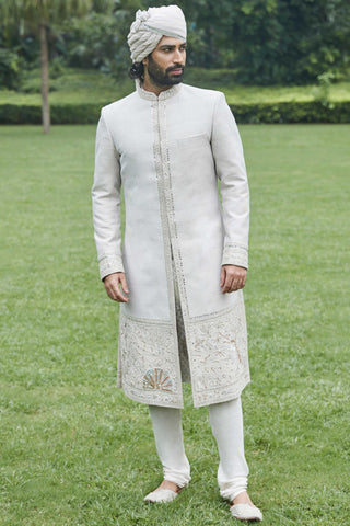 Sherwani Set Seascape Wear - Ivory Seascape Sherwani by Matsya
