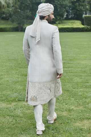 Sherwani Set Seascape Wear - Ivory Seascape Sherwani by Matsya