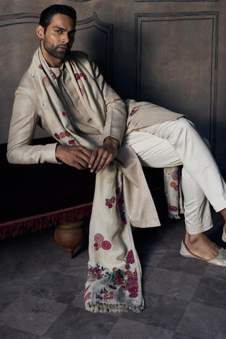 Embroidered Achkan Indian Wedding - Beige Dhagai Classic by Matsya