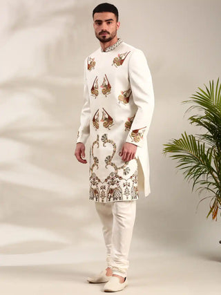 Ivory embroidered sherwani and churidar