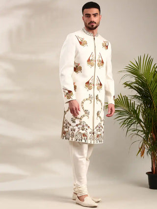 Ivory embroidered sherwani and churidar