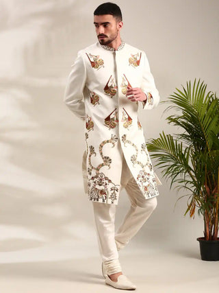 Ivory embroidered sherwani and churidar