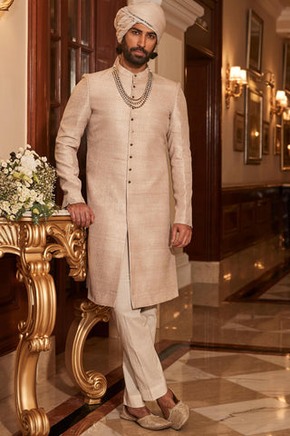 Sherwani Set Classic Wear - White Royal Sherwani by Matsya