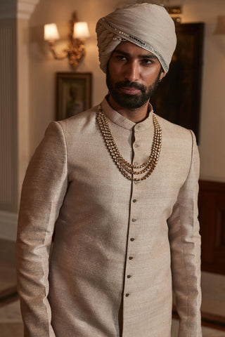 Sherwani Set Classic Wear - White Royal Sherwani by Matsya