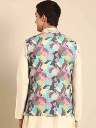 Sapphire blue printed waistcoat jacket