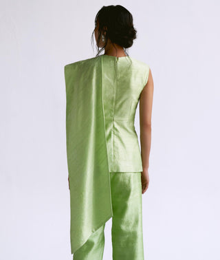 Green draped reim blazer set