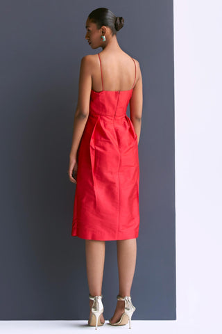 Red column reim dress