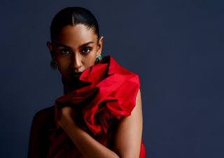 Red column reim dress