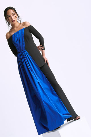 Blue draped contrast reim co-ord set