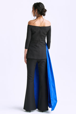 Blue draped contrast reim co-ord set