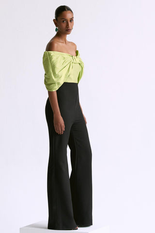 Green contrast bow detailed reim jumpsuit