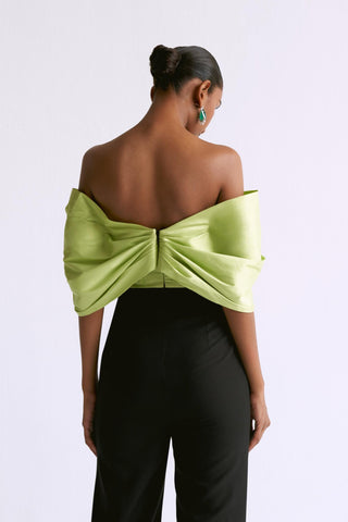 Green contrast bow detailed reim jumpsuit