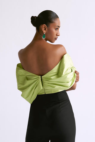Green contrast bow detailed reim jumpsuit