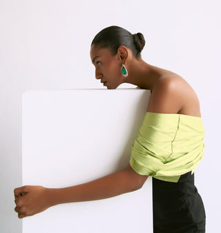 Green contrast bow detailed reim jumpsuit