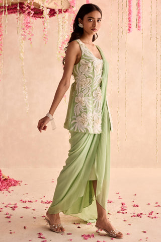 Green azalea under bloom peplum top set