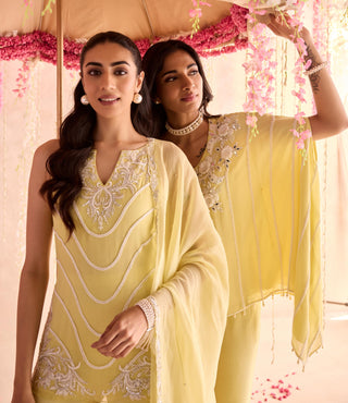 Yellow carnation under bloom kurta set