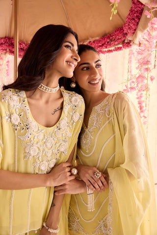 Yellow carnation under bloom kurta set