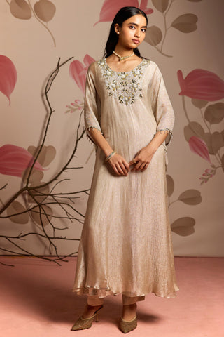 Gold golden shower under bloom kaftan set