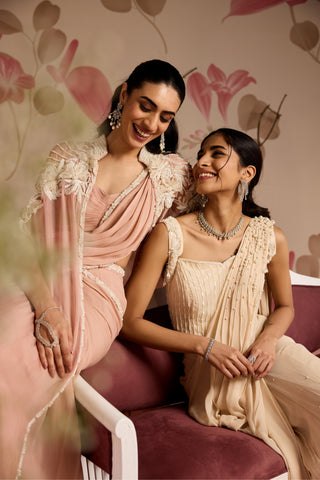 Ivory periwinkle under bloom concept saree