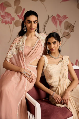 Ivory periwinkle under bloom concept saree