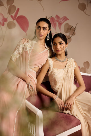 Ivory periwinkle under bloom concept saree