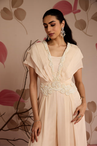 Ivory hibiscus under bloom jumpsuit