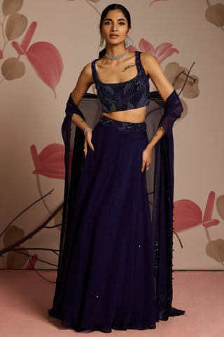 Blue ivy under bloom lehenga set