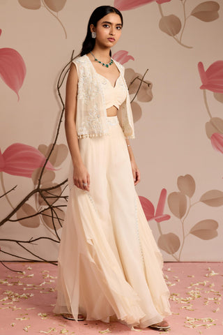 Ivory marigold under bloom sharara set