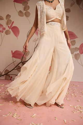 Ivory marigold under bloom sharara set