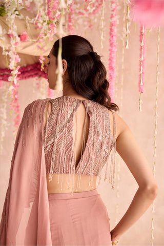 Pink nargis under bloom concept saree