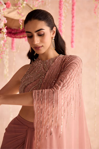 Pink nargis under bloom concept saree