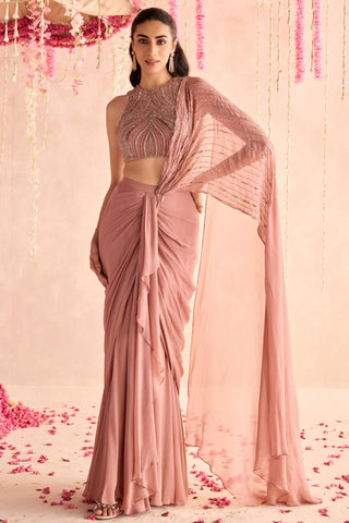 Pink nargis under bloom concept saree