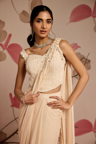 Ivory periwinkle under bloom concept saree