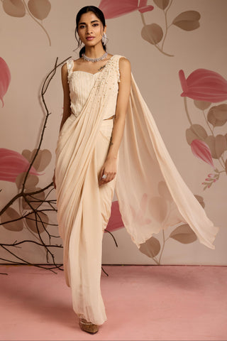 Ivory periwinkle under bloom concept saree