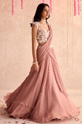 Pink rose under bloom lehenga set