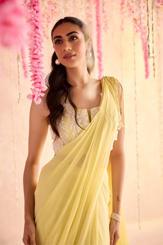 Yellow tulip under bloom concept saree
