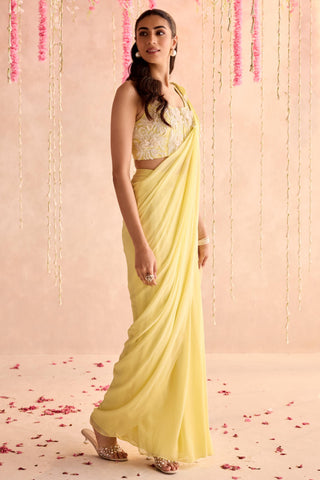 Yellow tulip under bloom concept saree