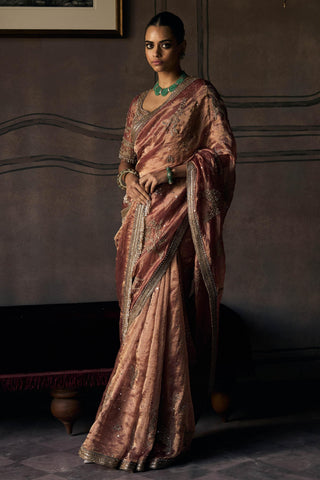 Saree For Indian Wedding - Orange Tangerine Masai by Matsya