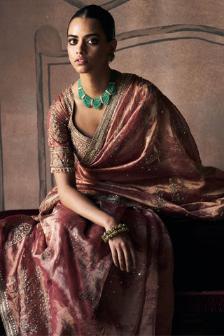 Saree For Indian Wedding - Orange Tangerine Masai by Matsya