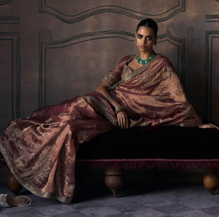 Saree For Indian Wedding - Orange Tangerine Masai by Matsya
