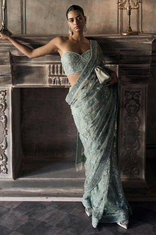 Saree Indian Wedding - Geeen Midnight Garden Eden by Matsya