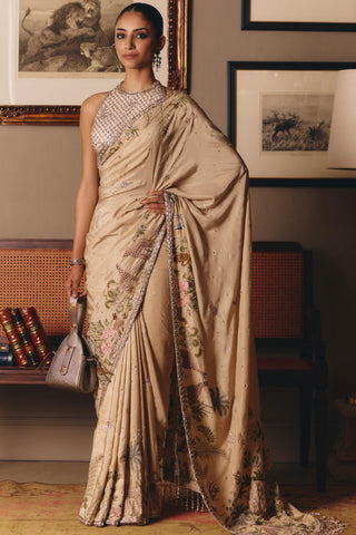Beige couture story of masai mulberry saree